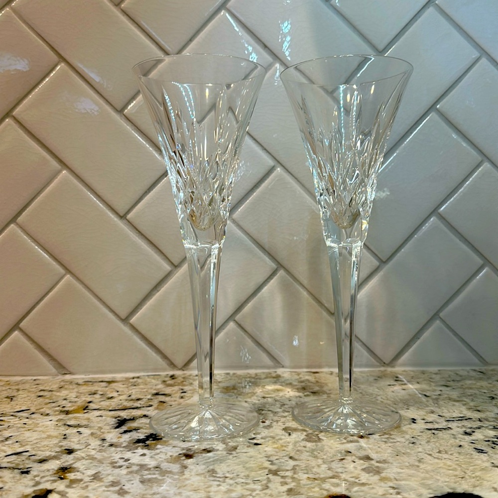 Set of Waterford Crystal Champagne Flutes